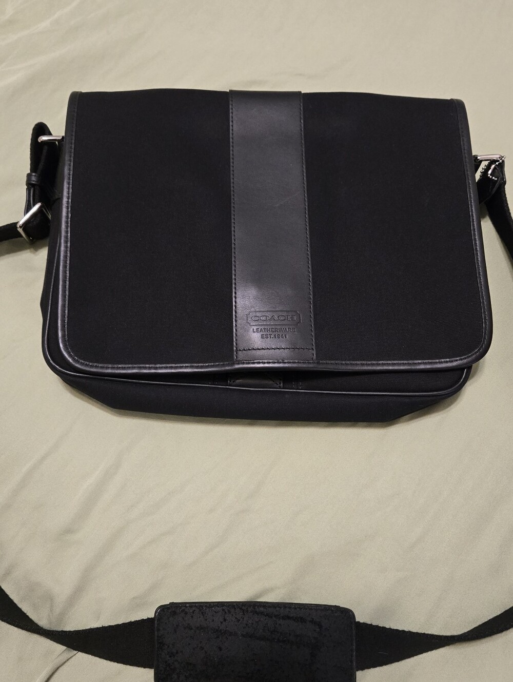 COACH Black Messenger Bag with Adjustable Strap - Picture 6 of 7
